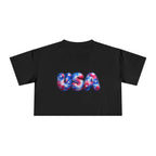 USA Tie-Dye Puff Letter Crop Tee