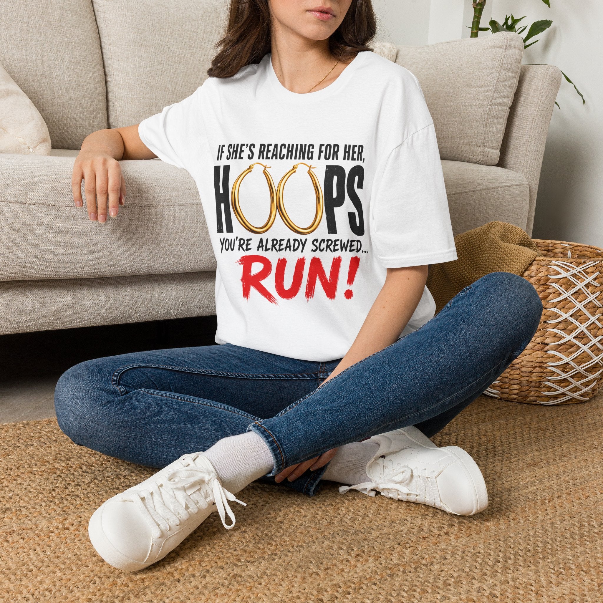 T-Shirt — "If She's Reaching for Her Hoops" Graphic Tee