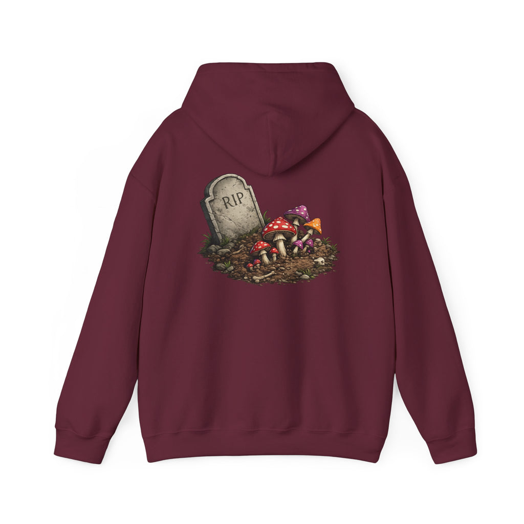 Mushroom Skull Hoodie — Gothic Mushroom Graveyard RIP Pullover