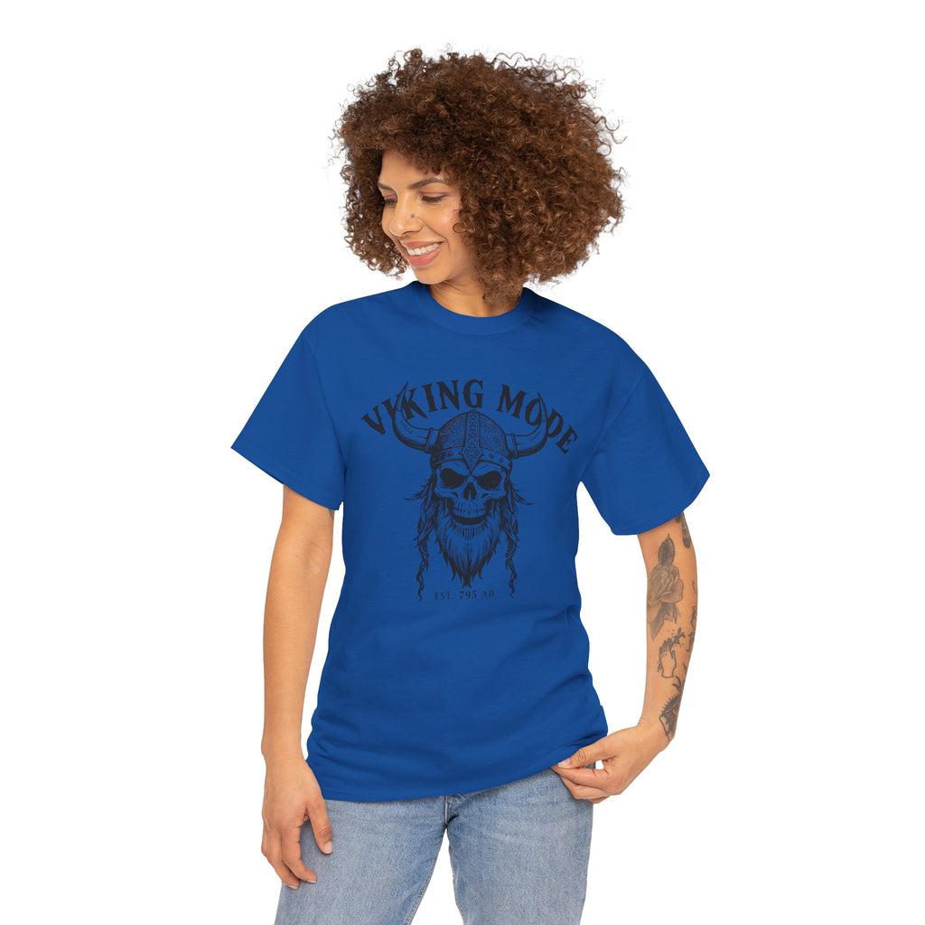 Viking Mode Skull Viking T-shirt | Norse Helmet Skull Graphic Tee