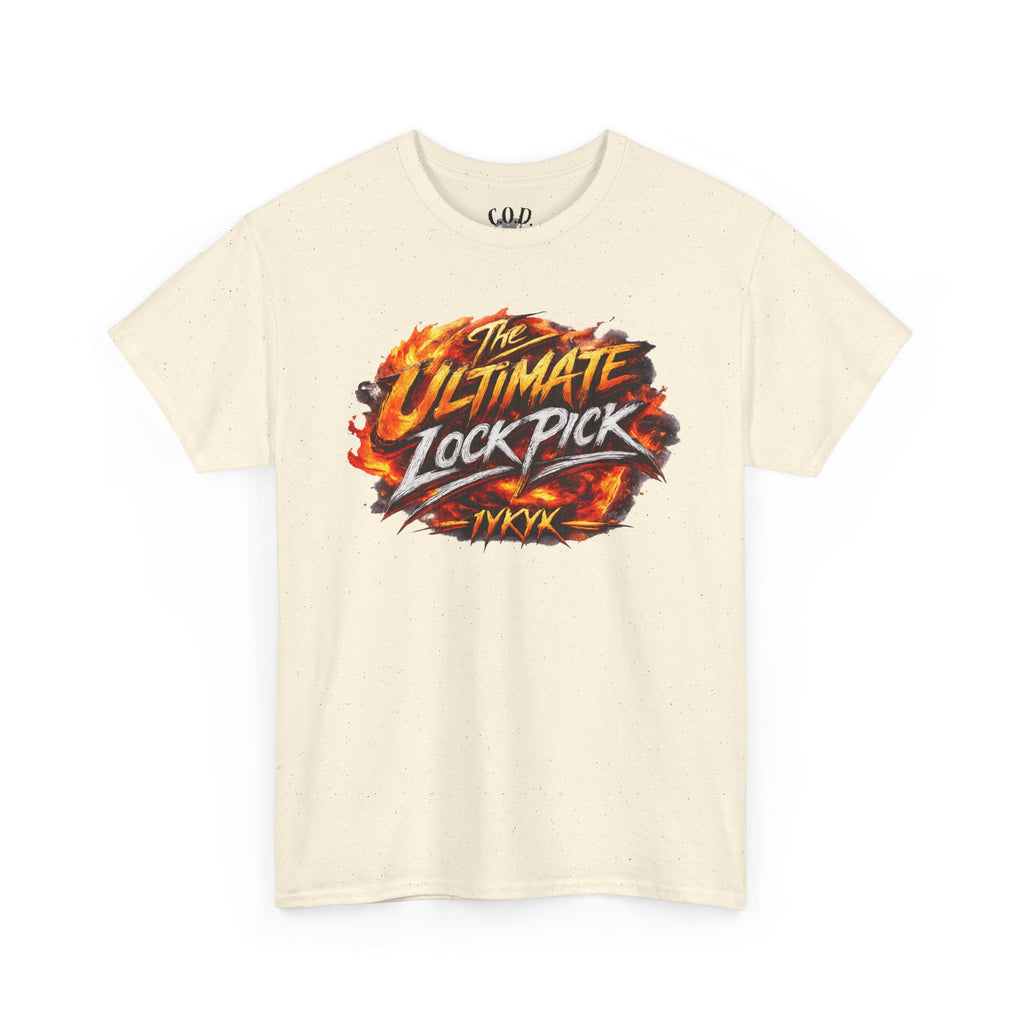 T-Shirt — "Ultimate Lock Pick" Fiery Logo Graphic Tee