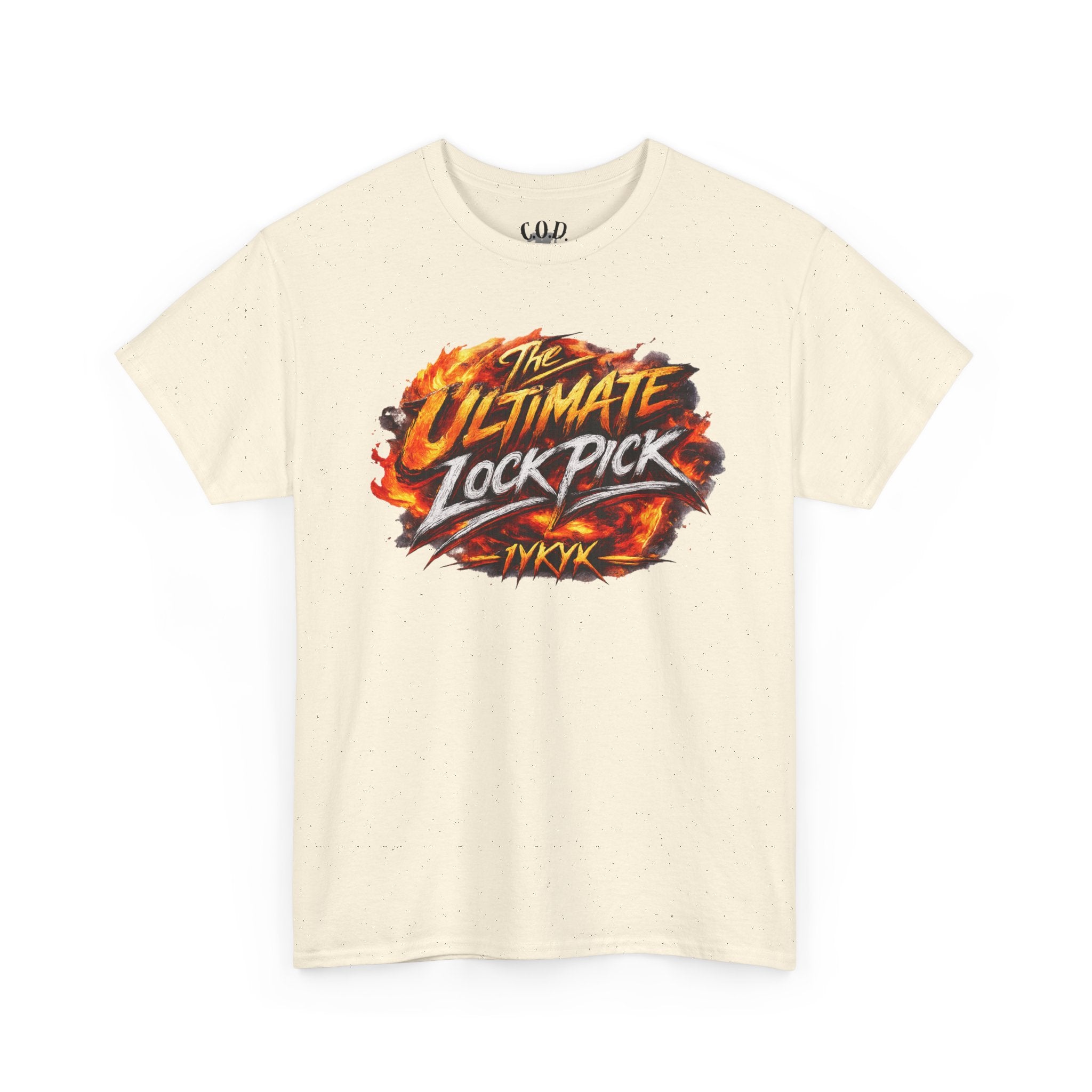 T-Shirt — "Ultimate Lock Pick" Fiery Logo Graphic Tee
