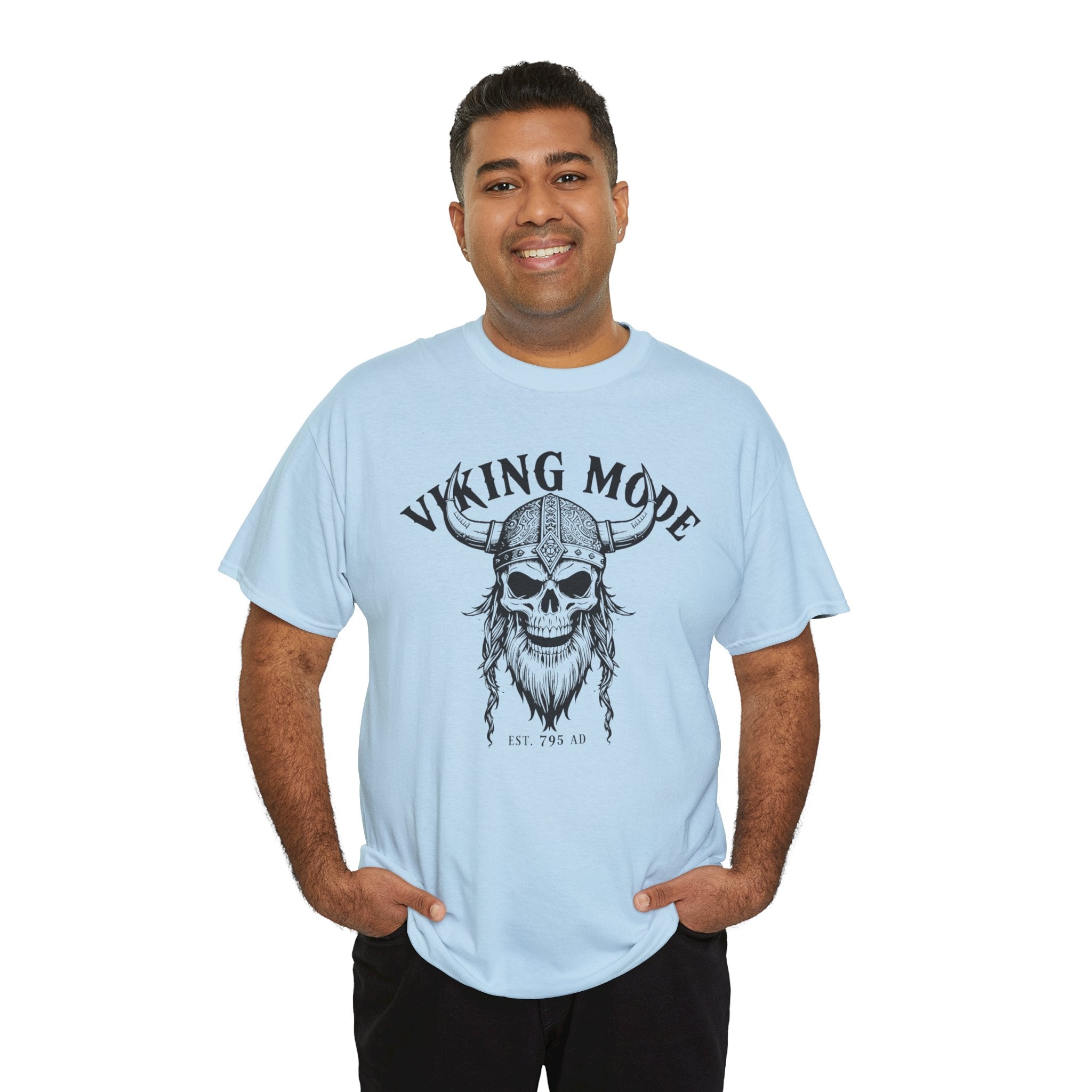 Viking Mode Skull Viking T-shirt | Norse Helmet Skull Graphic Tee