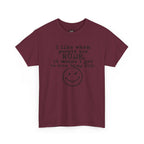 T-Shirt — “I like when people are RUDE, it means I get to stop being NICE.” Smiley Face Funny Graphic Tee