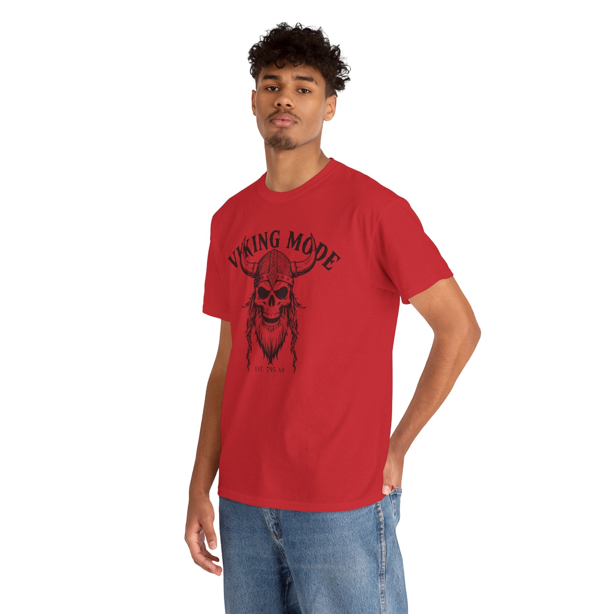 Viking Mode Skull Viking T-shirt | Norse Helmet Skull Graphic Tee