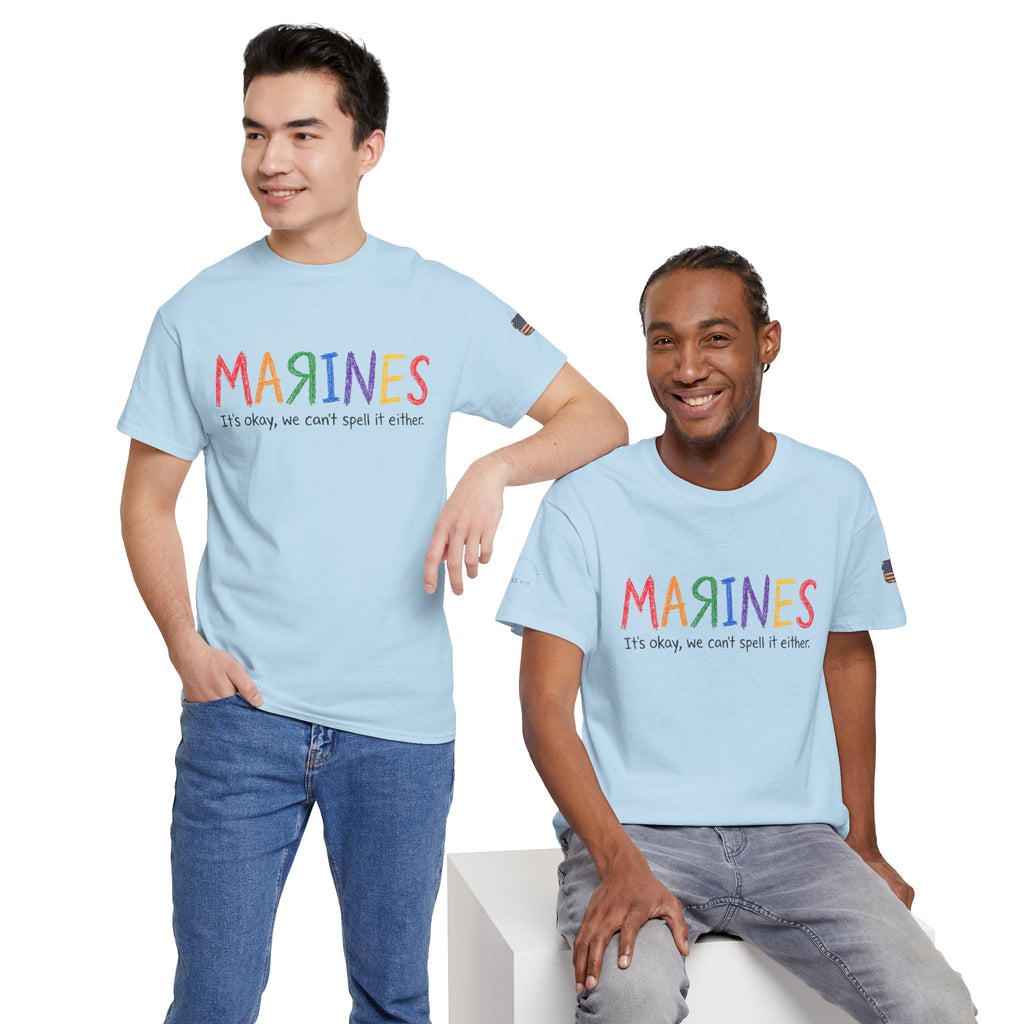Marines Crayon Tee — “It’s okay, we can’t spell it either” Military Humor T-Shirt