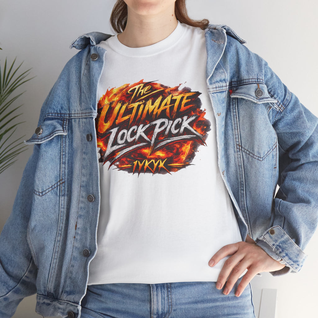 T-Shirt — "Ultimate Lock Pick" Fiery Logo Graphic Tee